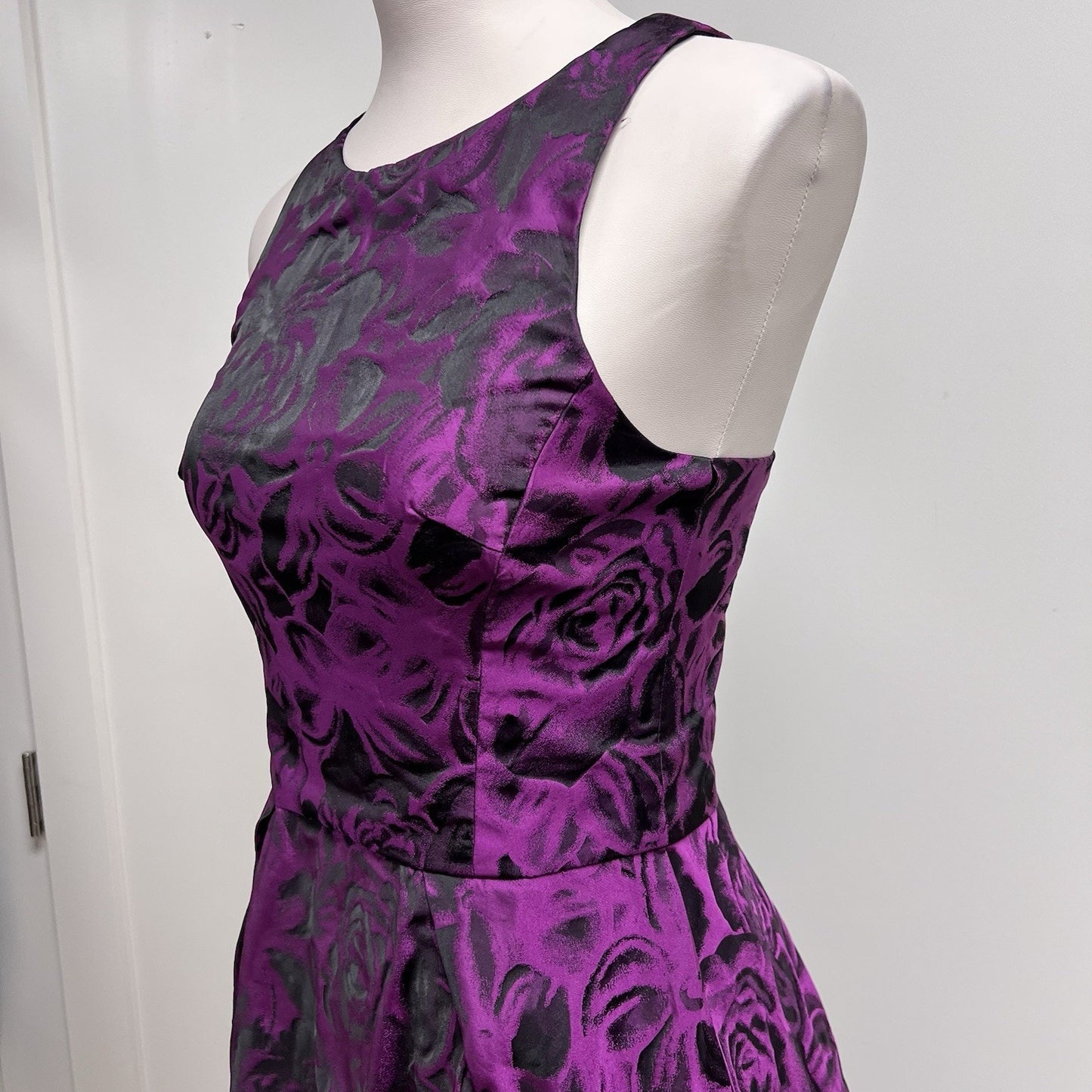 Y2K Betsey Johnson Sz 4 Dress Purple Black Floral Goth Punk Glam Retro Prom