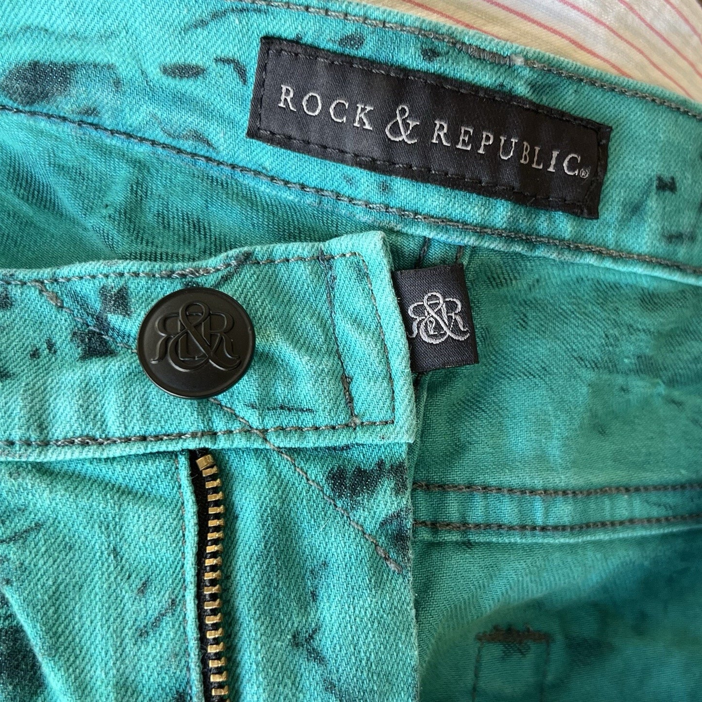 Rock Republic Berlin Tie Dye Jeans 14M 35” Skinny Jean Hippy Festival Funky