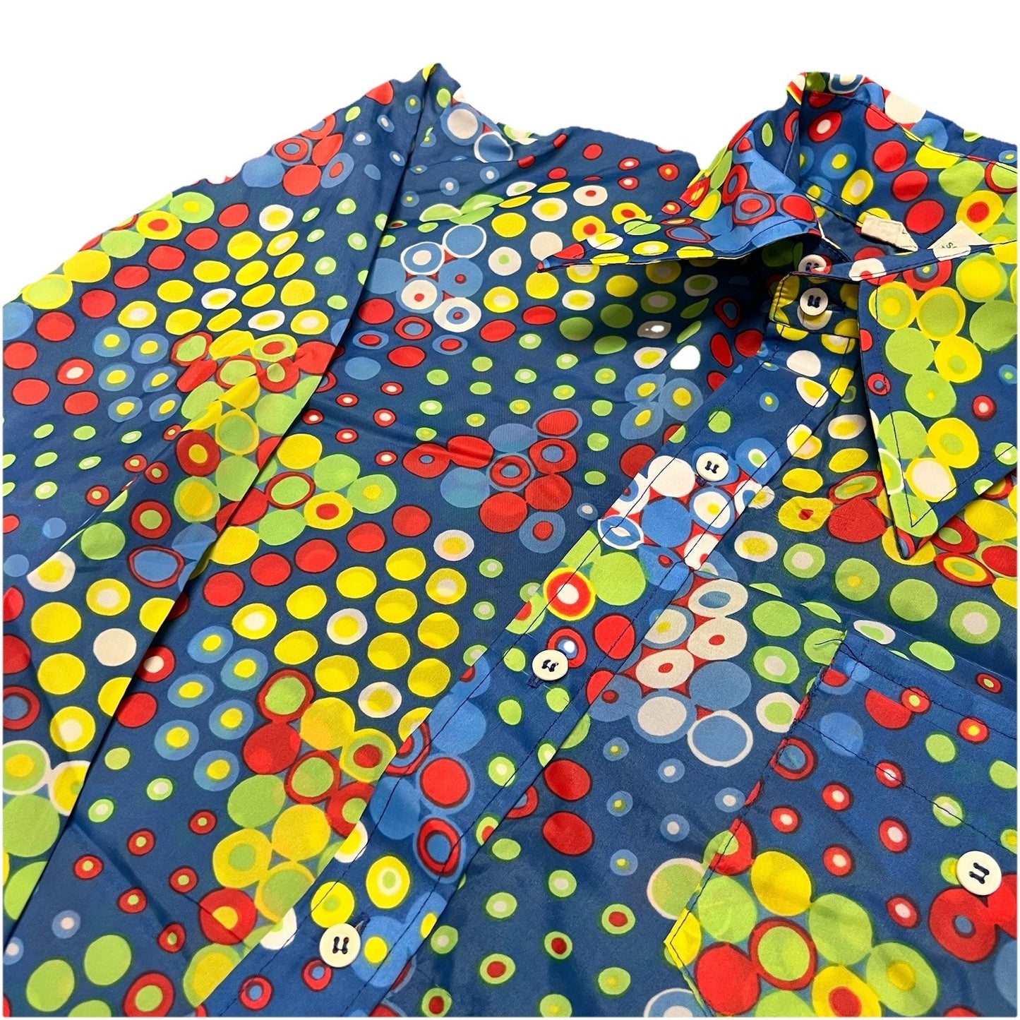Vintage 70s SKYR Scandia Trading Button Up Shirt Nylon Disco Retro Trippy Mod
