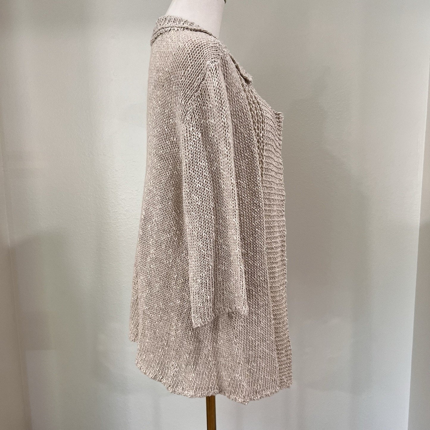 Eileen Fisher 1X Open Knit Cardigan Linen Cotton Minimalist Coastal Lagenlook