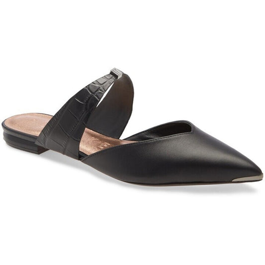 $160 New Ted Baker 6.5 Oryla Pointed Toe Black Slip On Leather Mule Flats 37 EU