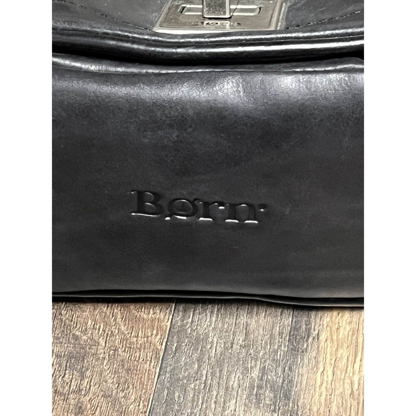 NWT BORN Black Leather Saddle-Style Shoulder Bag
