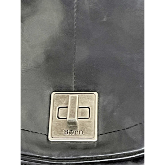 NWT BORN Black Leather Saddle-Style Shoulder Bag