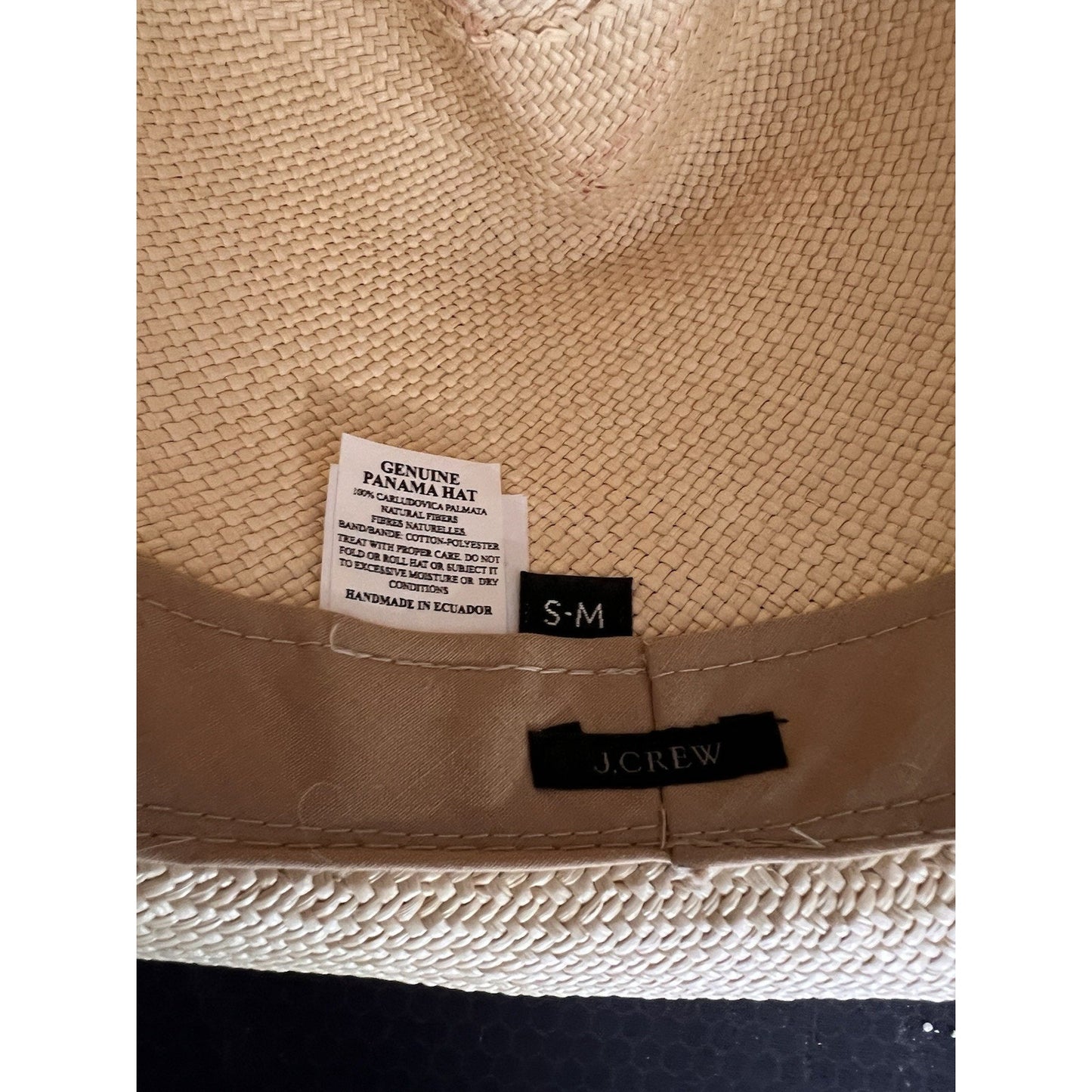 J Crew Panama Hat Straw Fedora S M Genuine Ecuador Unisex Summer Classic