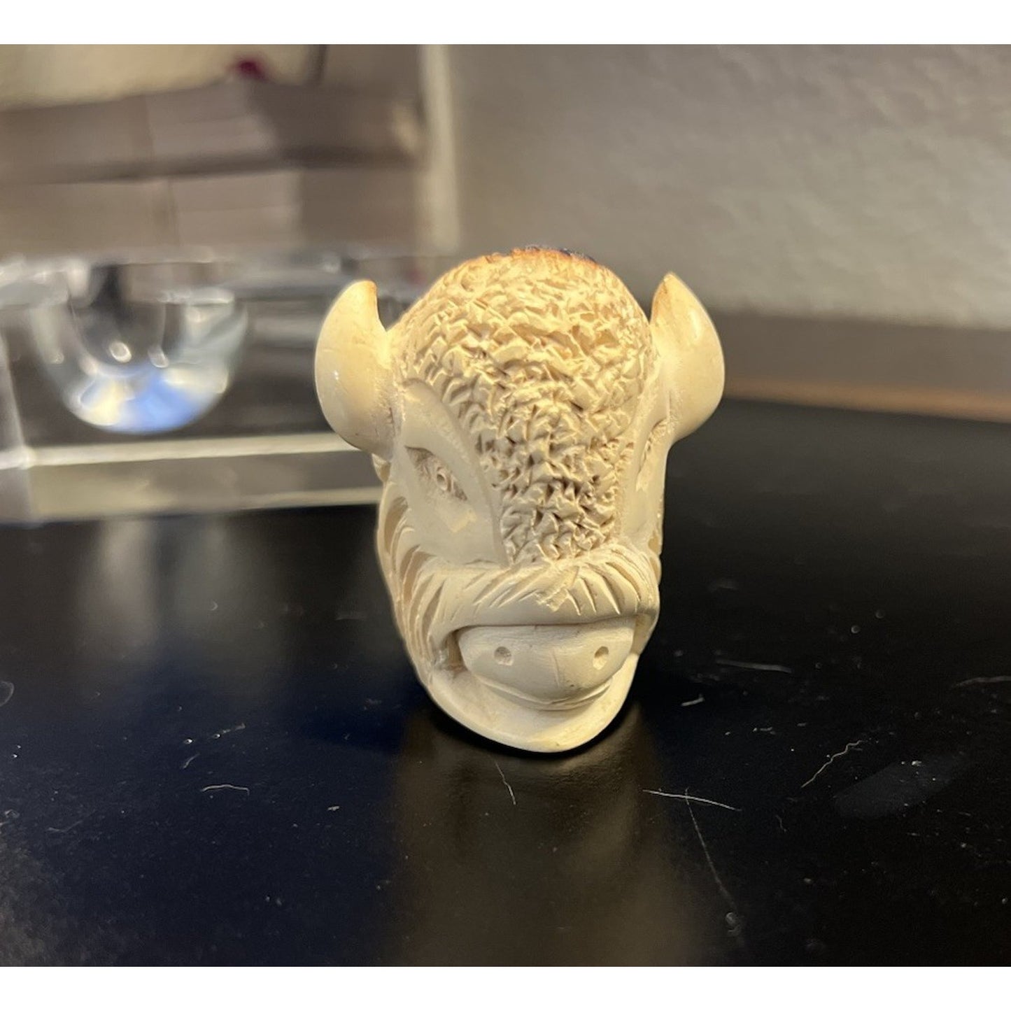 Vintage Meerschaum Buffalo Figure Estate Tobacco Pipe