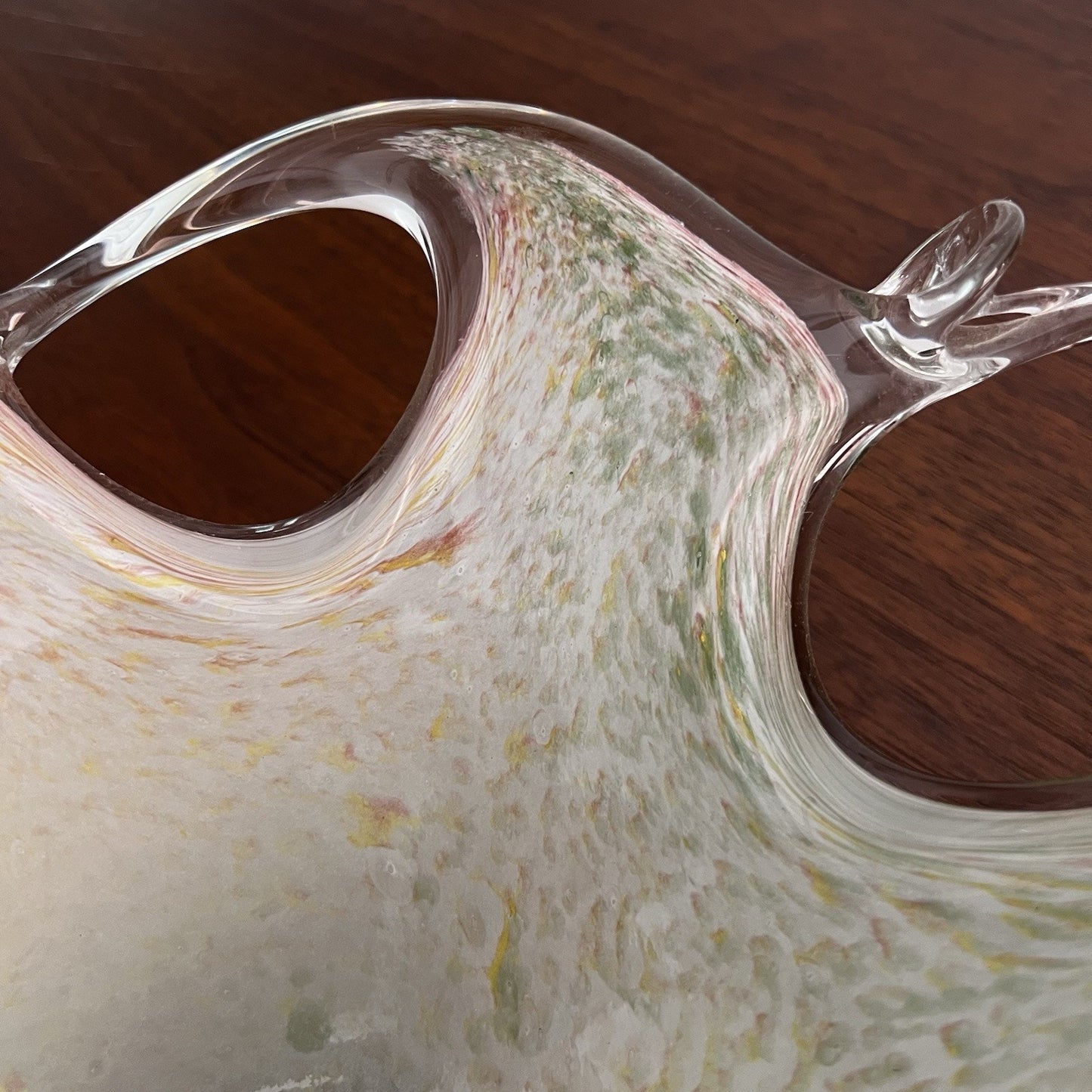 Authentic Murano Italian Blown 16” Bowl Venetian Art Deco Glass Designer