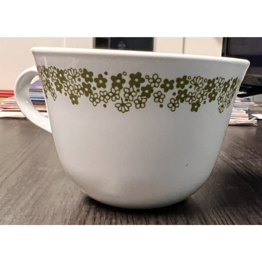 Vintage 1970s Corelle Spring Blossom / Crazy Daisy Green 8 oz Coffee/Tea Cup