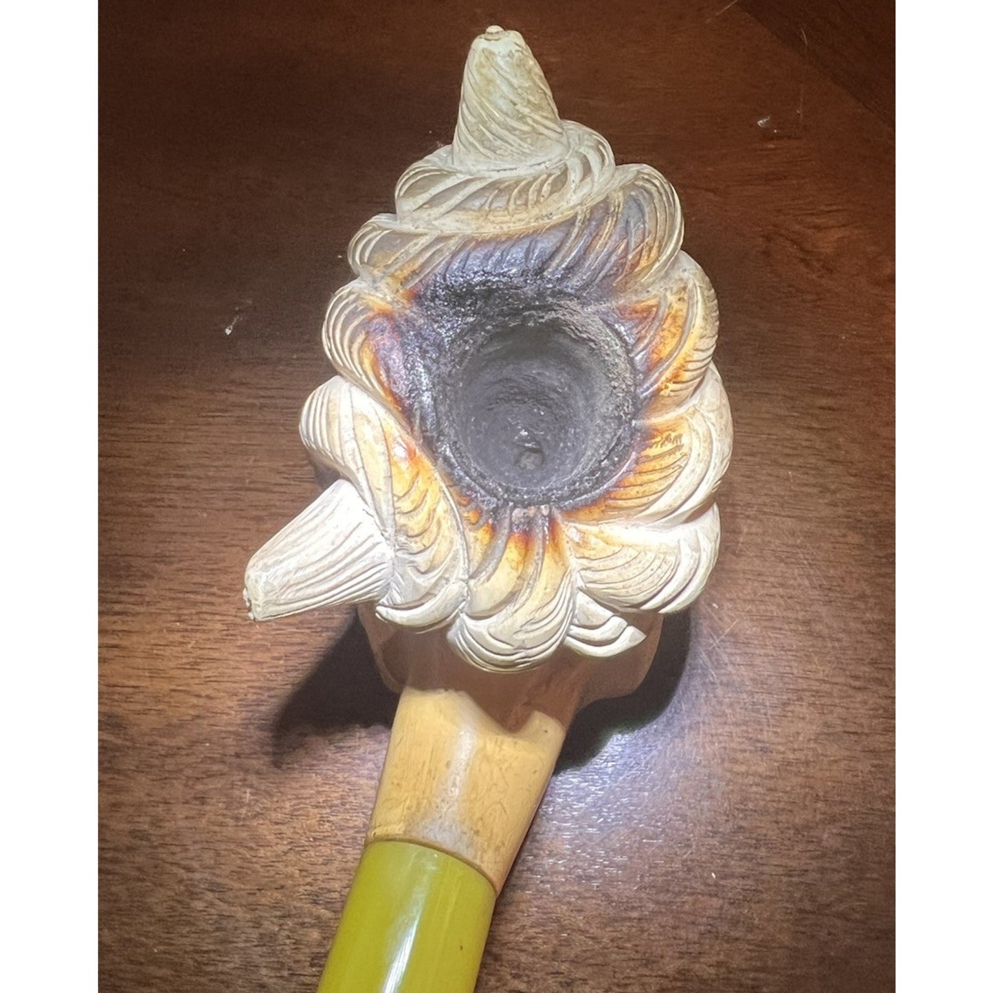 Vintage Hand Carved Sultan Bent Billiard Meerschaum Estate Tobacco Sitting Pipe