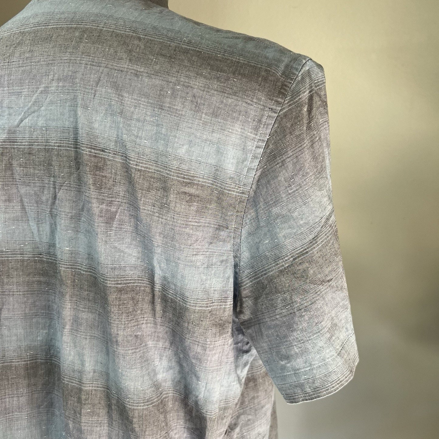 NWT Travis Mathew XL Blue Gray Gradient Stripe Button-Up Polo Cotton Shirt