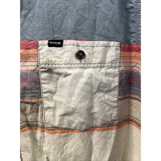 Hurley Vintage Style Short Sleeve Button Up Men’s Size Large w/Pocket