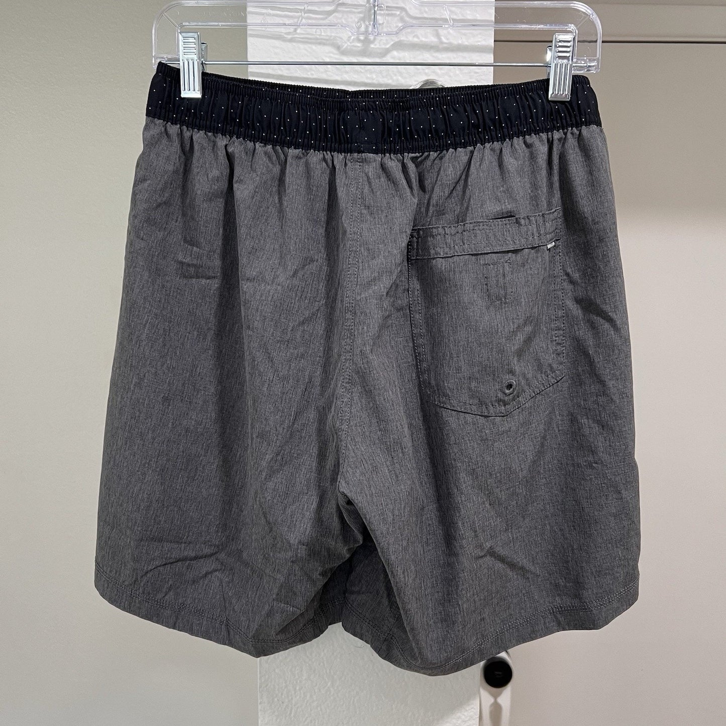 XS Vuori Mens Kore Shorts 7.5” Lined Linen Grey Black Drawstring Elastic Stretch