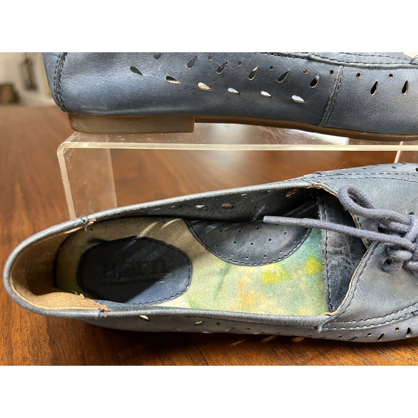 Born Women's Size 6 Shoes Blue Leather Comfort Slip On Loafer
