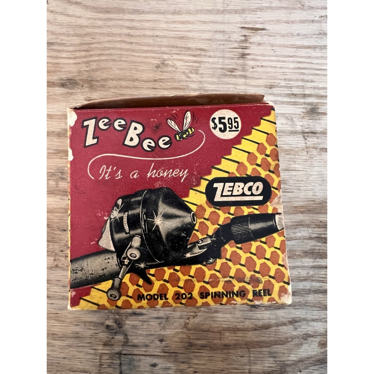 EMPTY BOX - Vintage Zebco Zee Bee ORIGINAL BOX ONLY Model 202 Fishing Reel Box