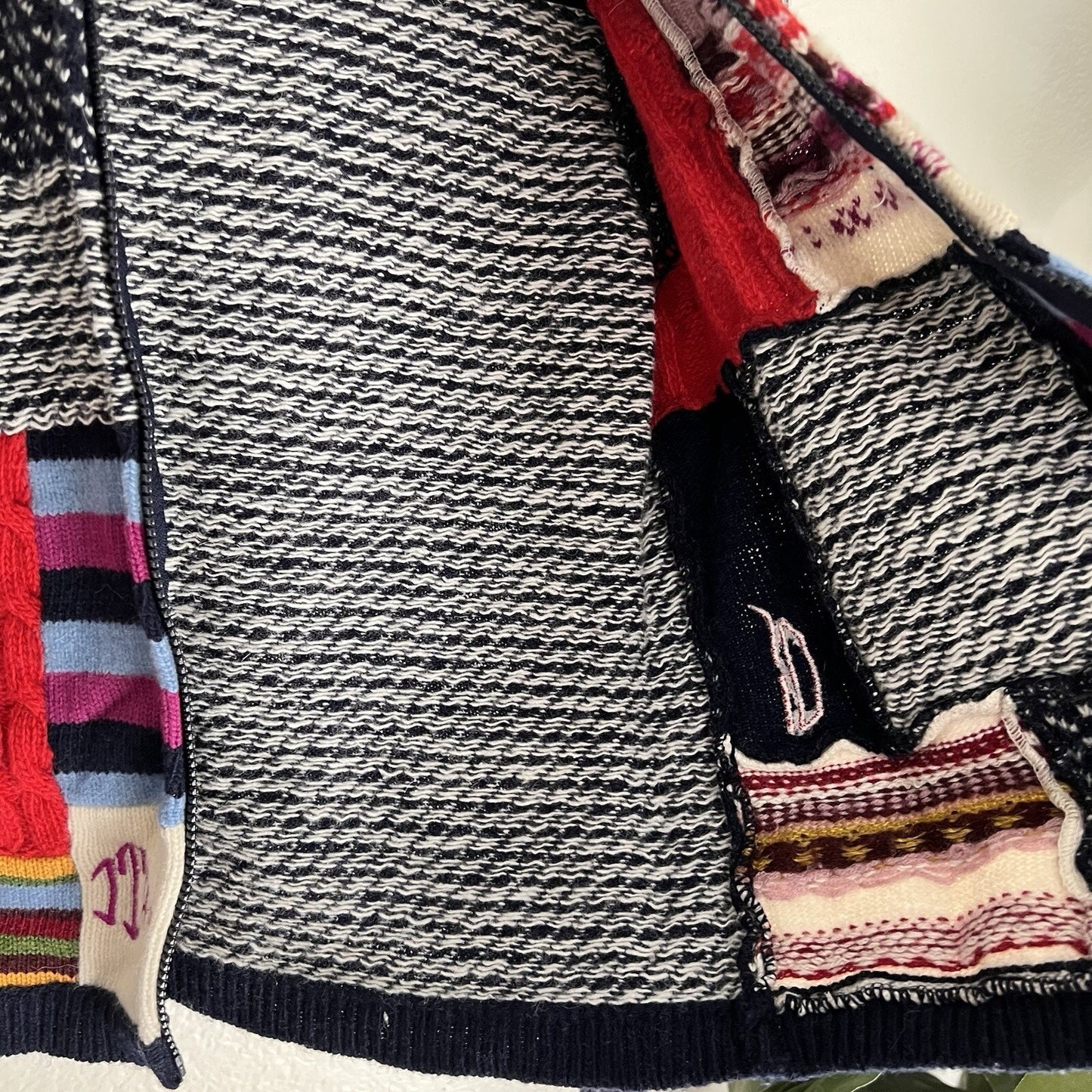 Vintage (L) Bulldog BDG Urban Outfitters Wool Knit Patchwork Full Zip Hoodie