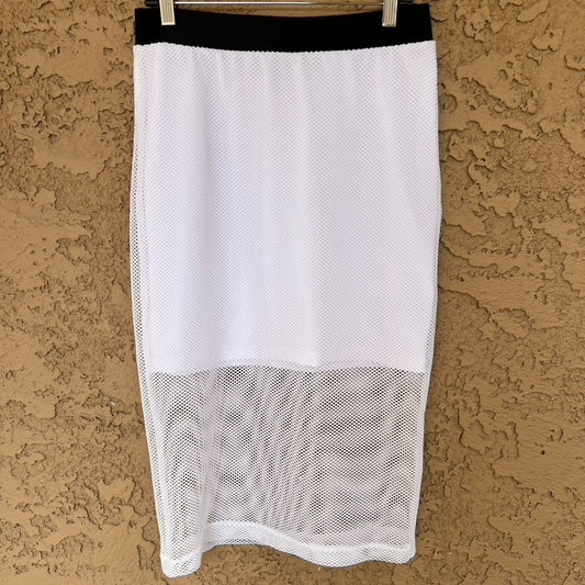 bebe Y2K Skirt Mesh Fishnet Overlay Large 30” Bodycon Going Out Swim Cover