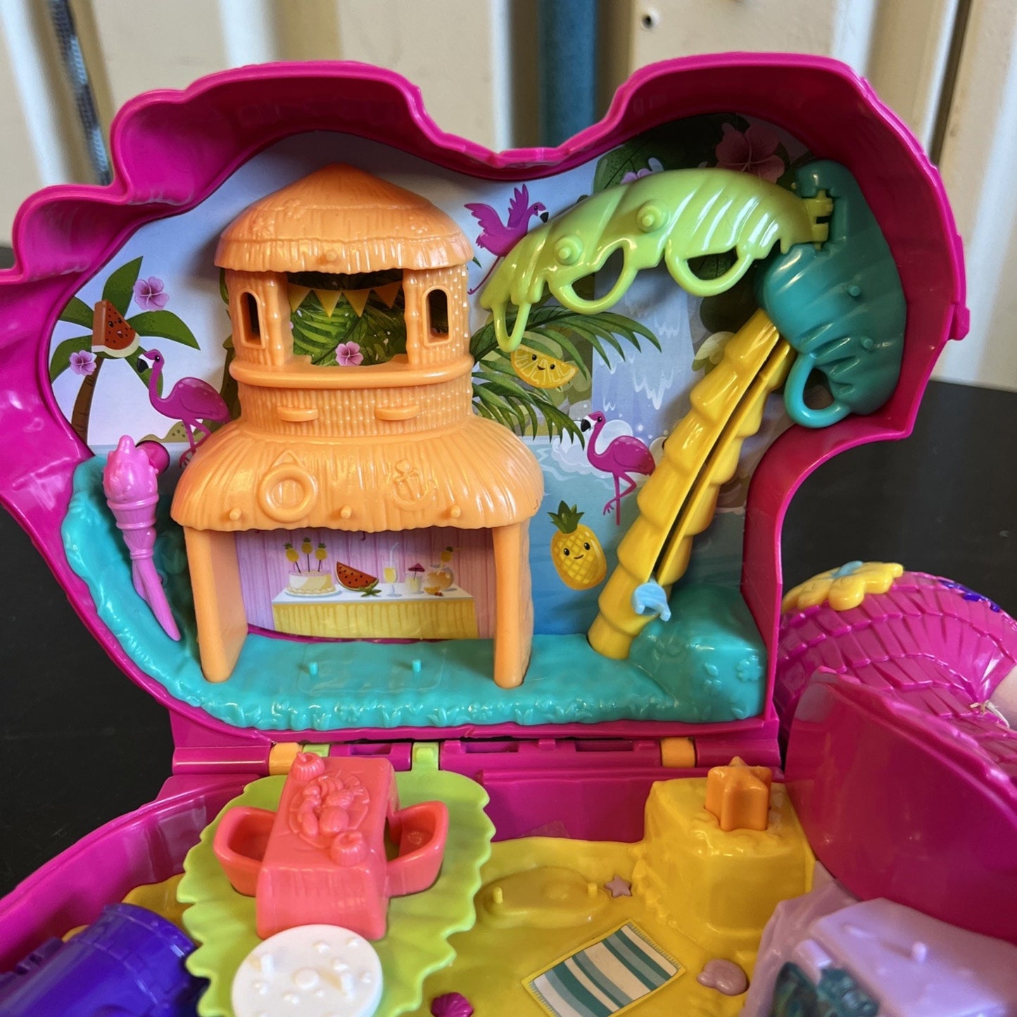 Polly Pocket Pink Flamingo Party Playset Large Compact Incomplete 2021 Mattel