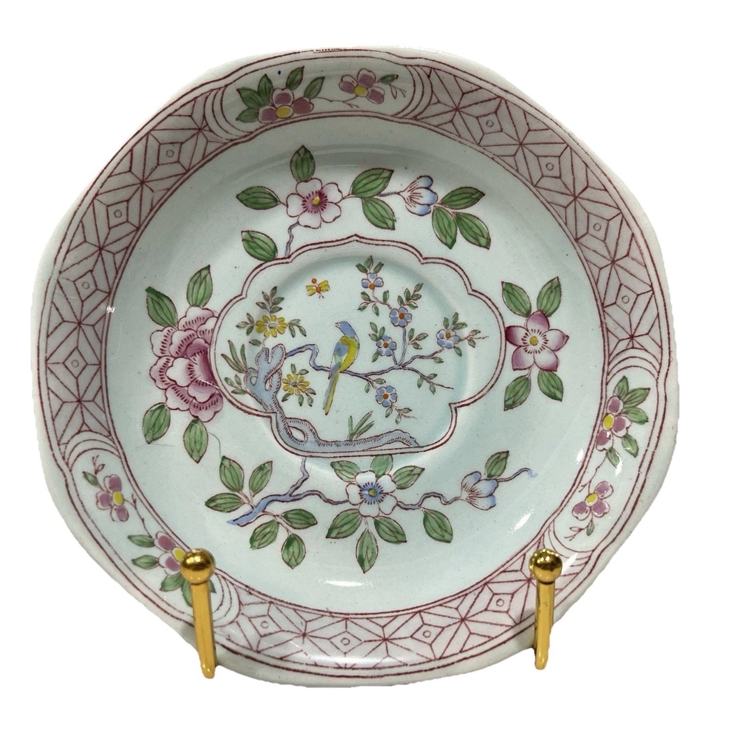 5 x Adams Calyx Ware Singapore Bird 6” Bread & Butter Plates Red Older Backstamp