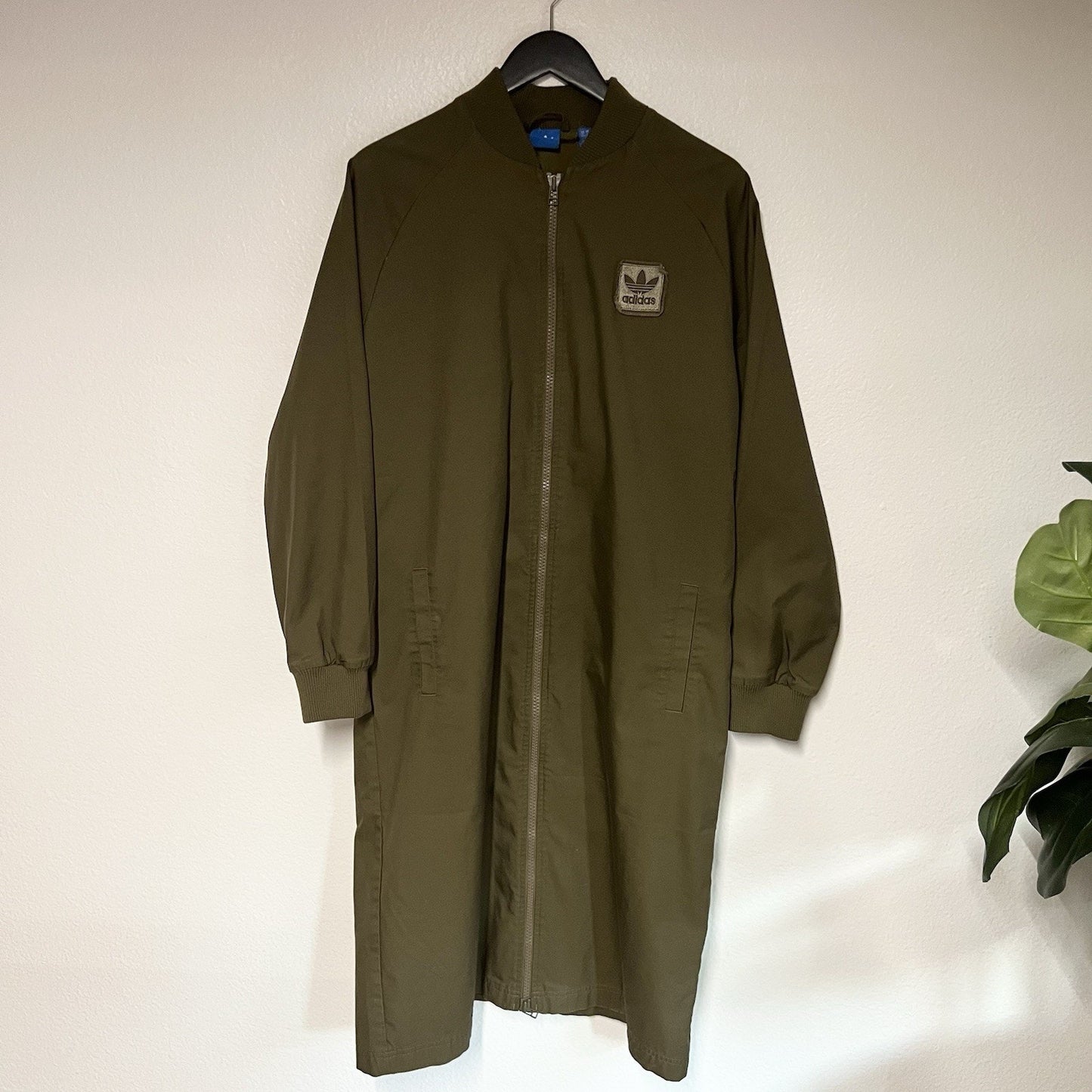 Adidas Long Bomber Jacket (L) You Can't Practice Attitude Army Green Military