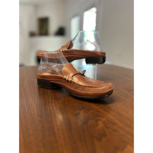 Cole Haan Country D10762 Brown Leather Moc Toe Slide Mules Men’s Size 8.5