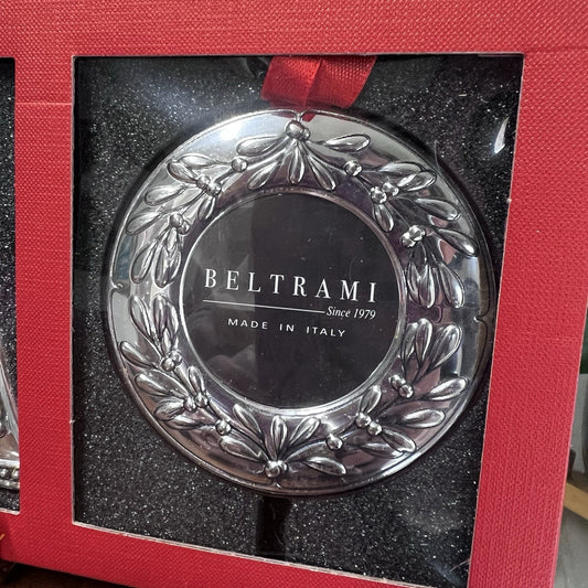 3 x Beltrami Ornaments Silver Photo Picture Frames Christmas Tree Bell Wreath