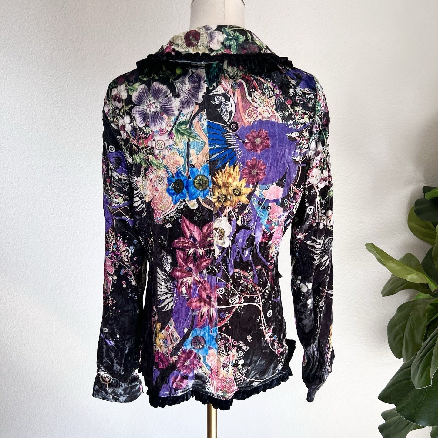 Alberto Makali Velvet Blazer Floral (L) Gothic Witchy Romantic Wearable Art