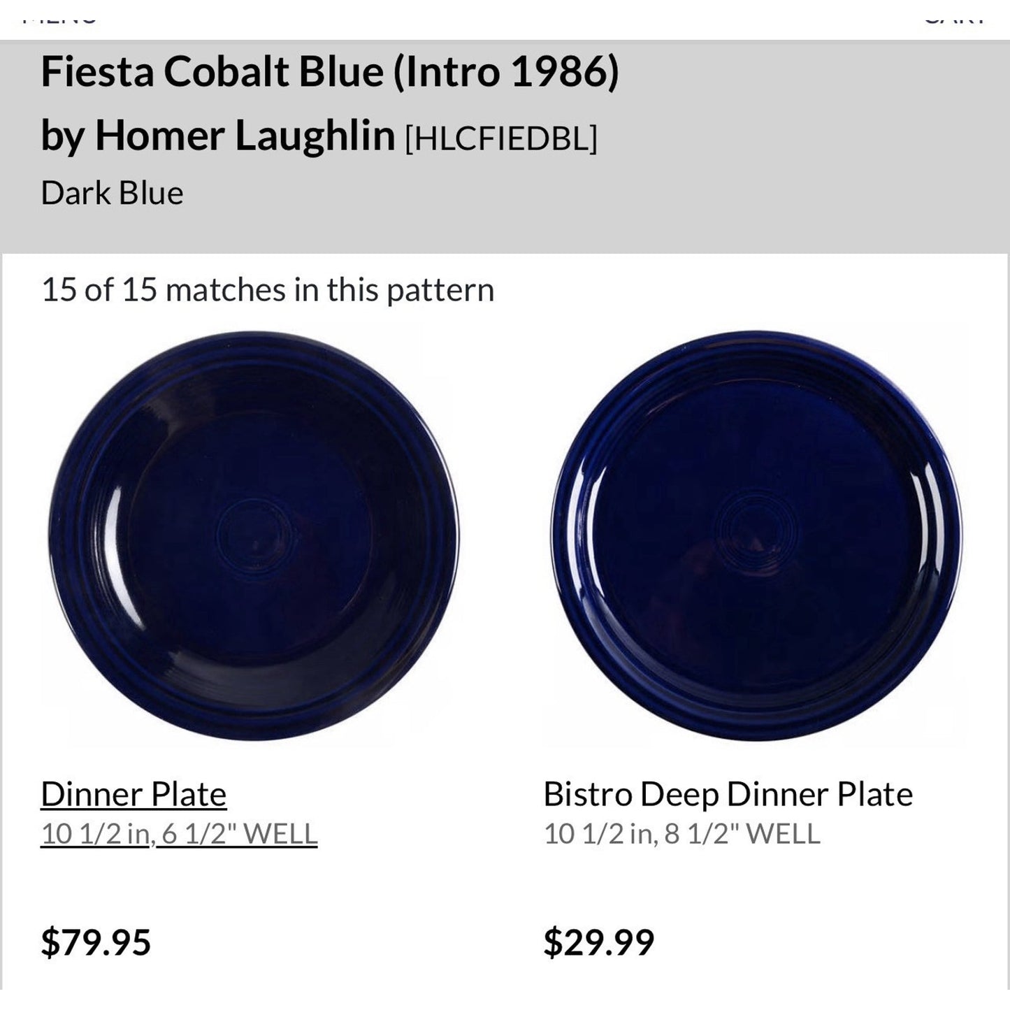 8 Pc Fiesta Cobalt Blue Plate Set Dinner & Salad HLC Homer Laughlin USA