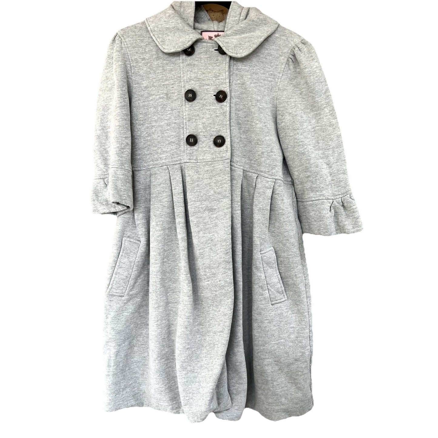 Juicy Couture Peacoat Jacket (M) Y2K Coat Hooded Empire Waist Double Breast VTG