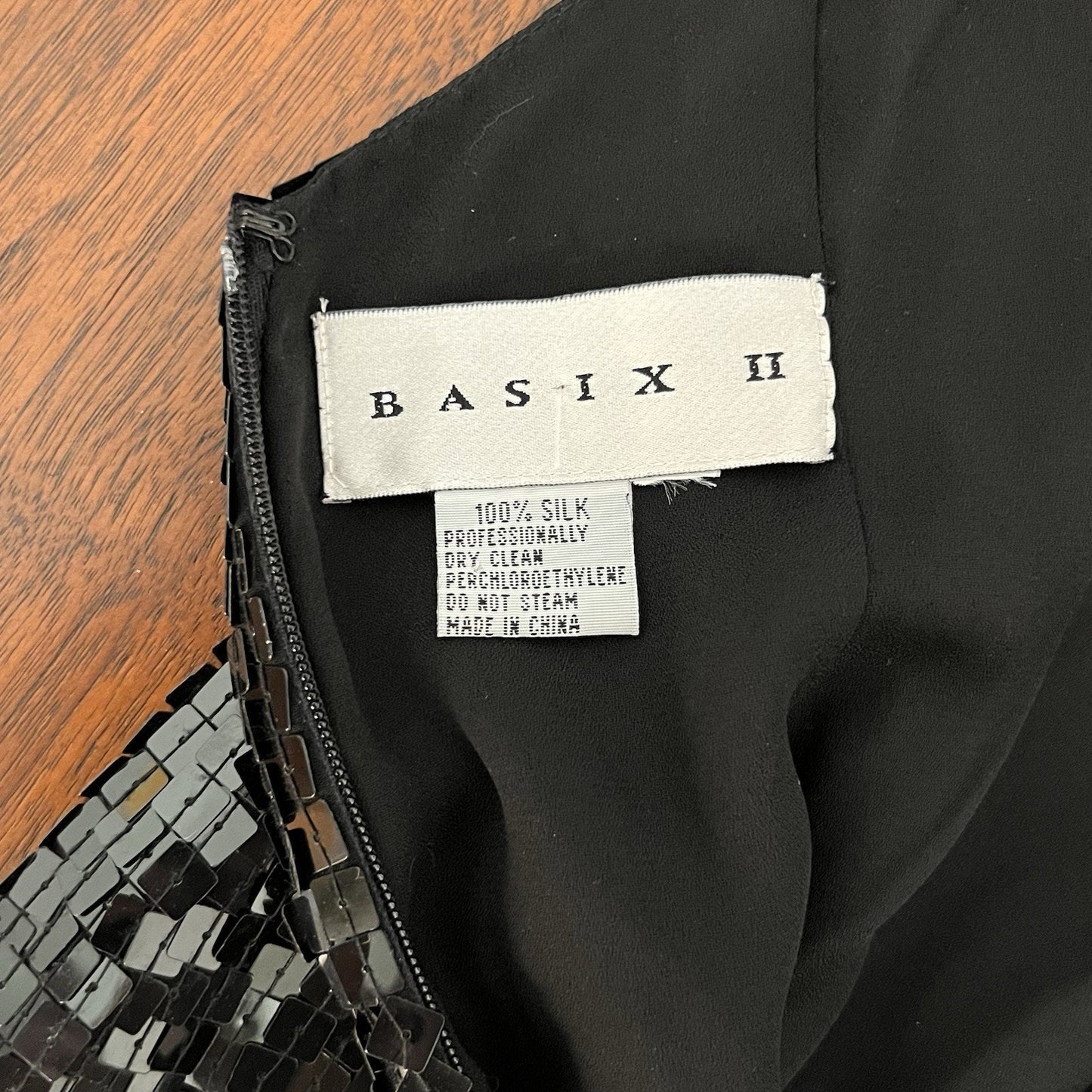 Vintage Basix II Silk Sequin Halter Evening Gown Cocktail Backless Prom Dress