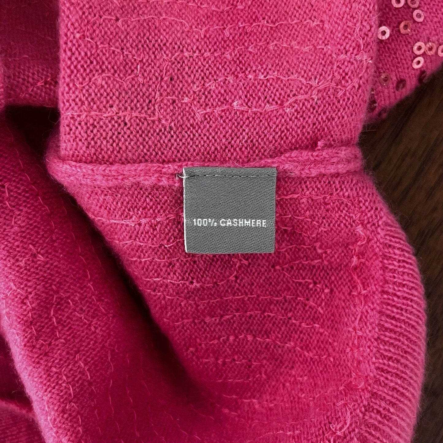 100% Cashmere XS Neiman Marcus Pink Sequin Long Sleeve Sweater Designer Classy