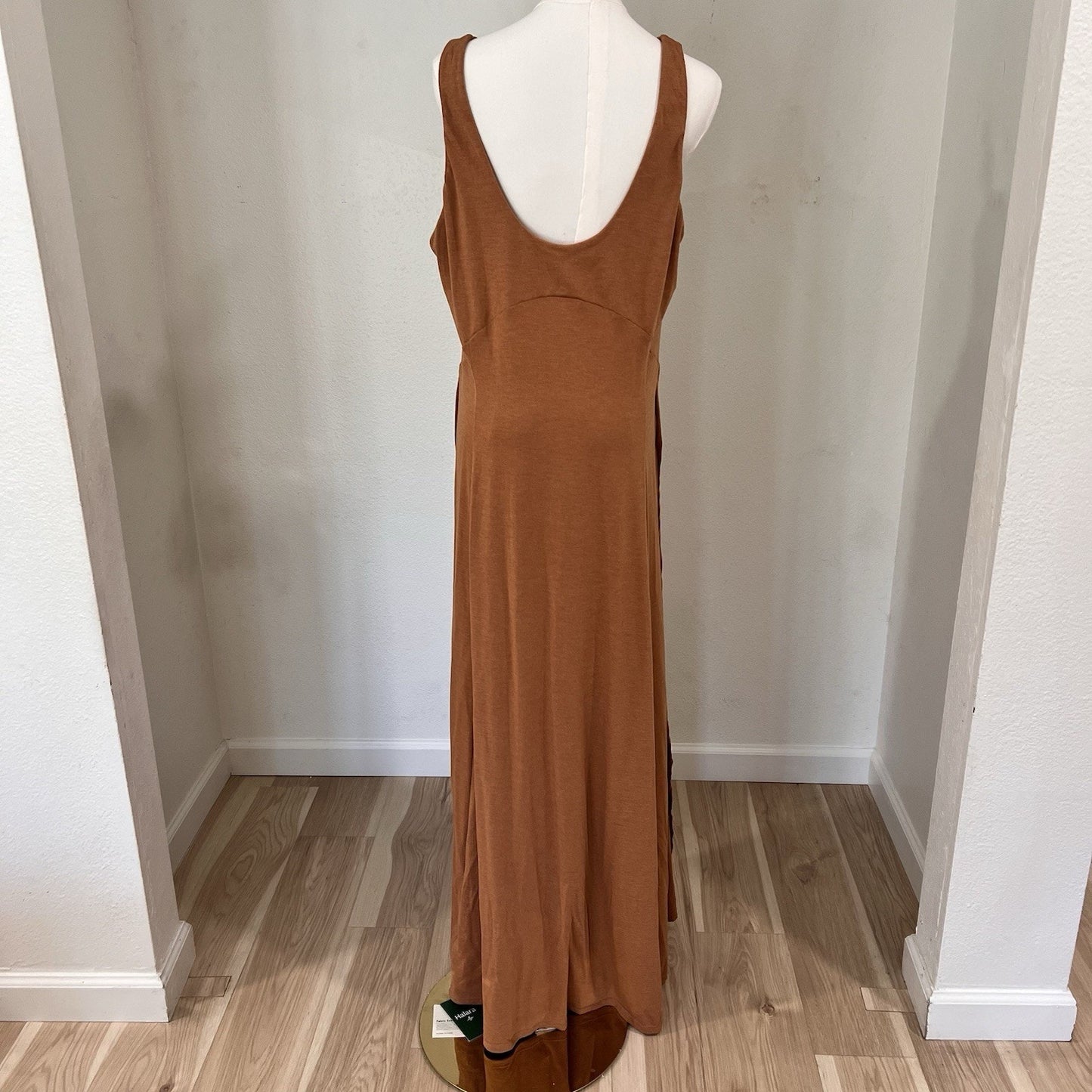 Halara XL Tank Dress U-Neck Sleeveless Split Flowy Maxi Jersey Lagenlook Pumpkin