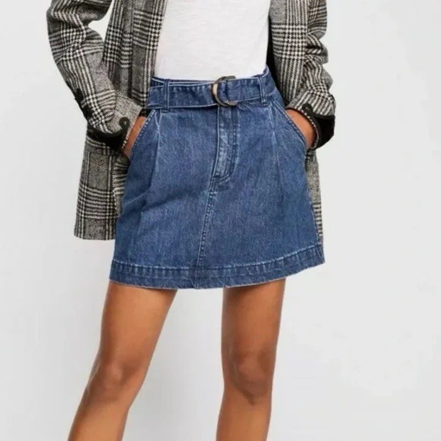 Denim Skirt (29) We The Free People Jade Belted Western Preppy Y2K 90s Basics