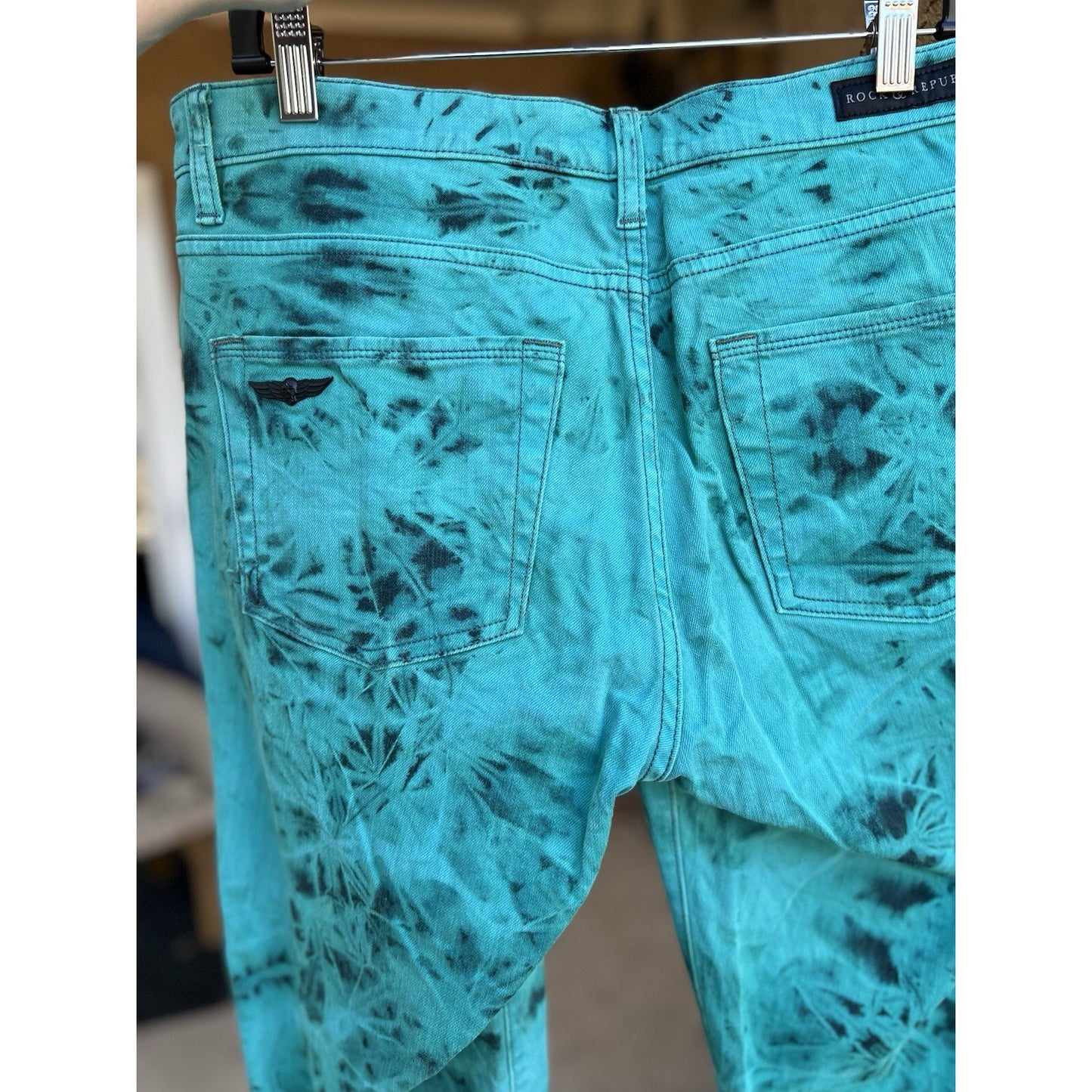 Rock Republic Berlin Tie Dye Jeans 14M 35” Skinny Jean Hippy Festival Funky