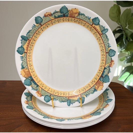 6 x Corelle Corning Landscape Dinner Plates 10 1/2" Farmhouse Cabin Cottage