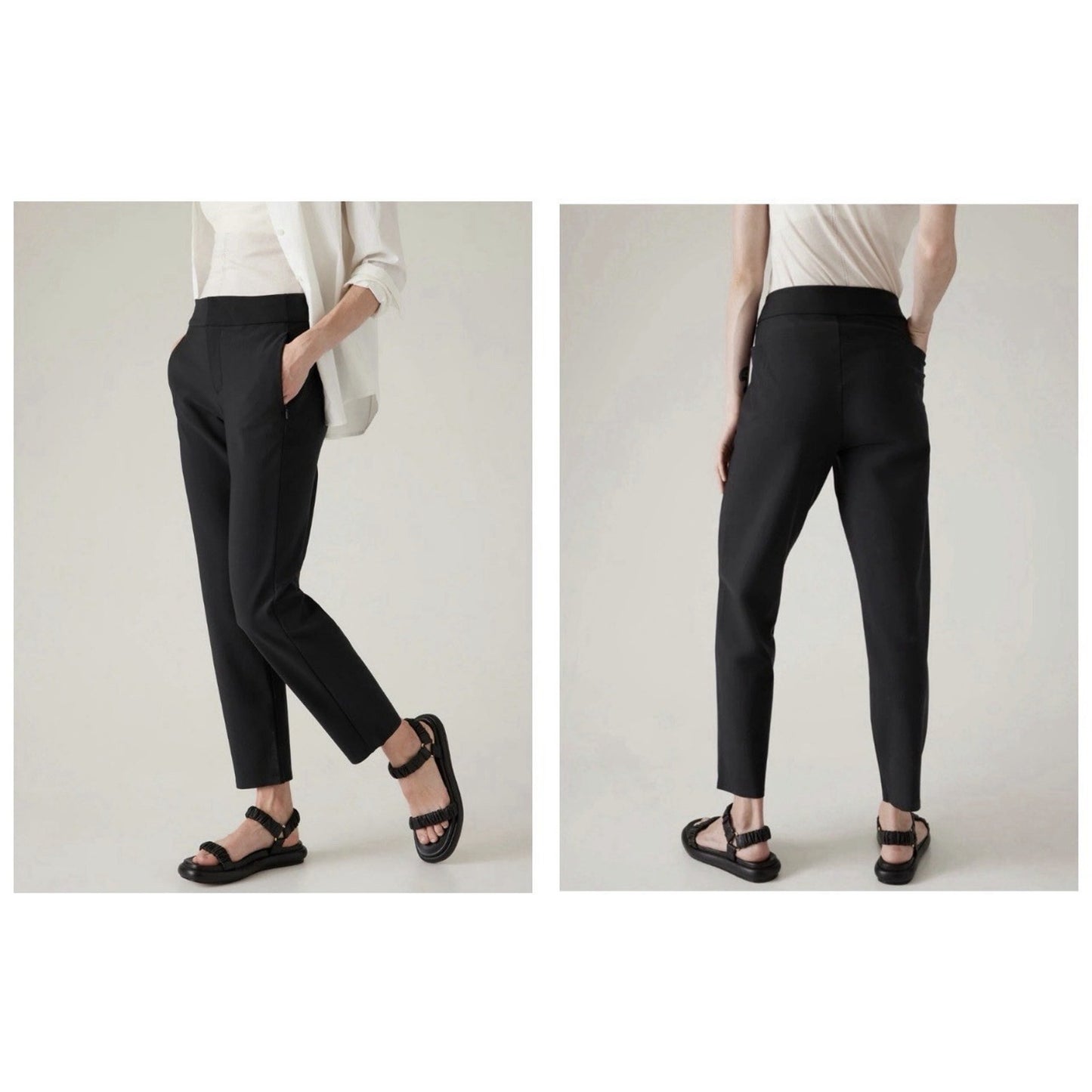 Athleta Stellar Trouser 26” Pants Mid Rise Slim Crop Ankle Black Work Stretch