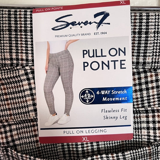 NWT Seven7 XL Pull On Ponte Skinny Legging Plaid Stretch High Rise Academia