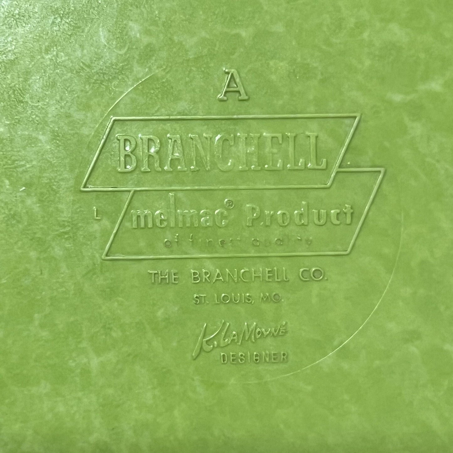 Branchell Melmac Lugged Soup Bowls Color-Flyte Royale Spray Lime & Mist Grey