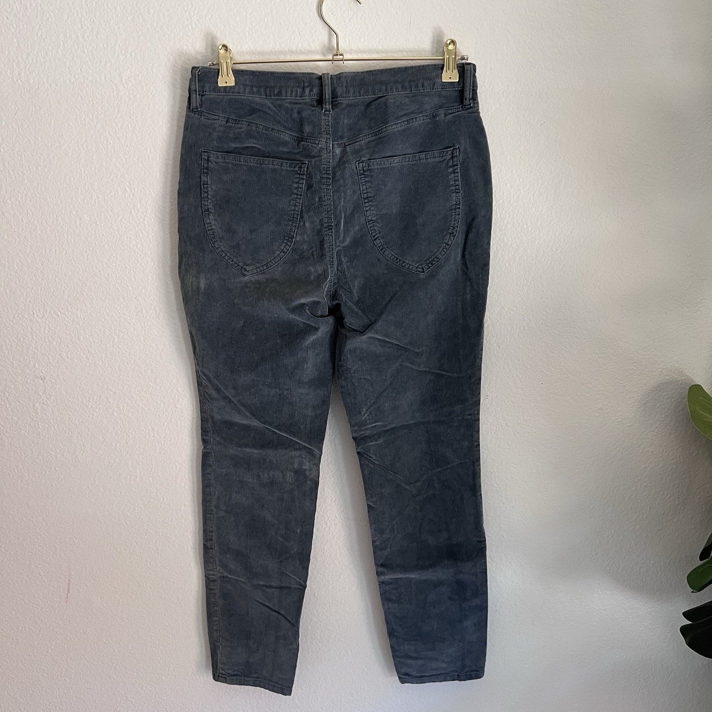 We The Free People (30) Corduroy Button-Fly Blue Stretch Skinny Jean Pant Retro
