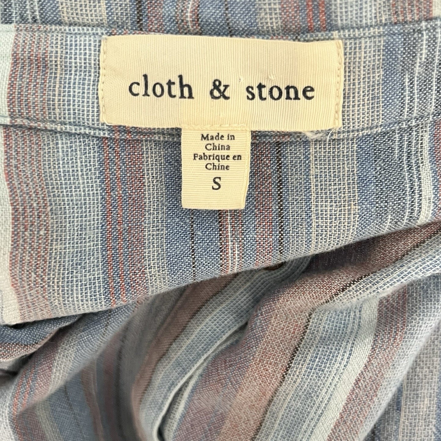 Cloth & Stone (S) Button Down Chambray Linen Blend Shirt Dress Raw Hem Coverup