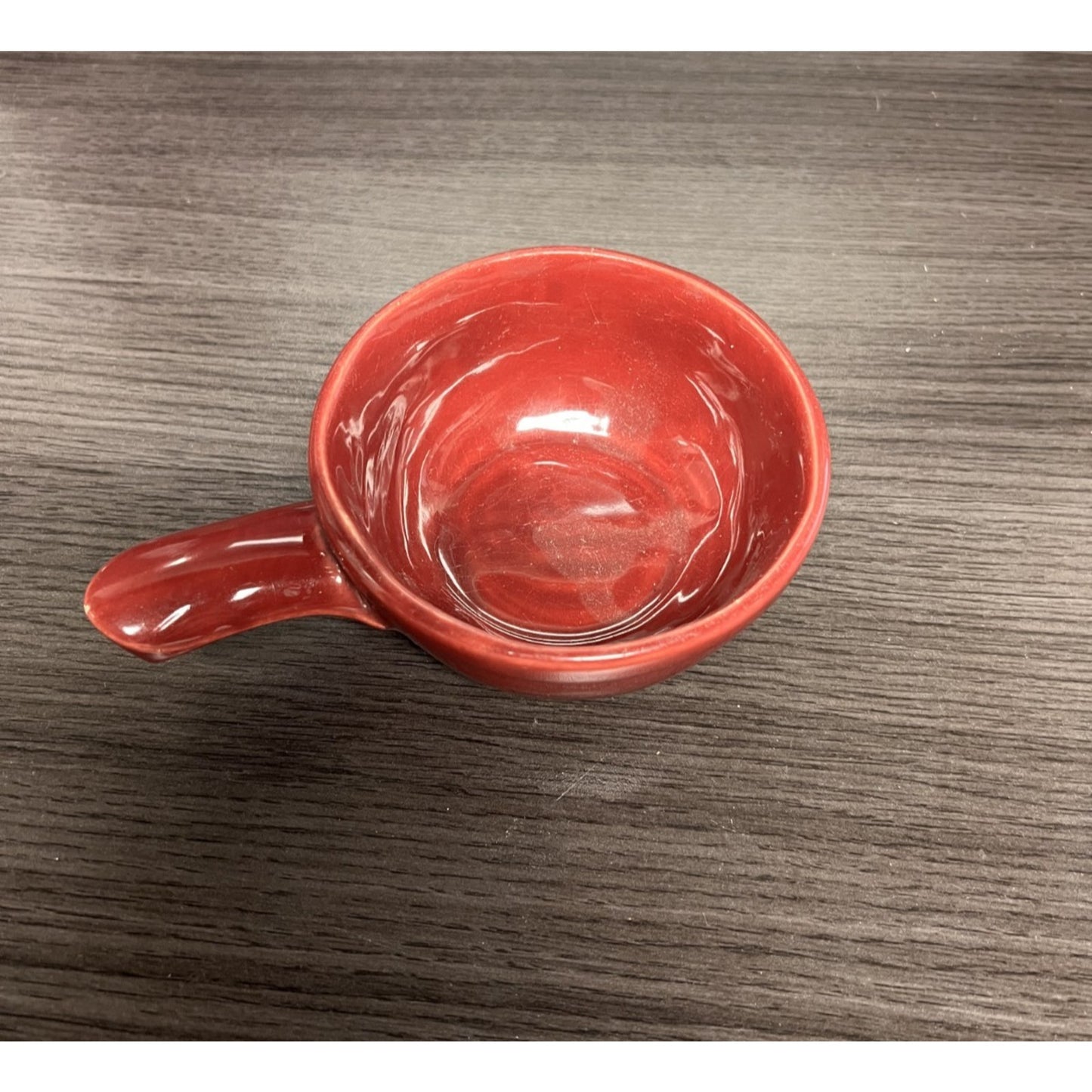 McCoy Pottery Red Heinz MCM Soup Bowl with Handle