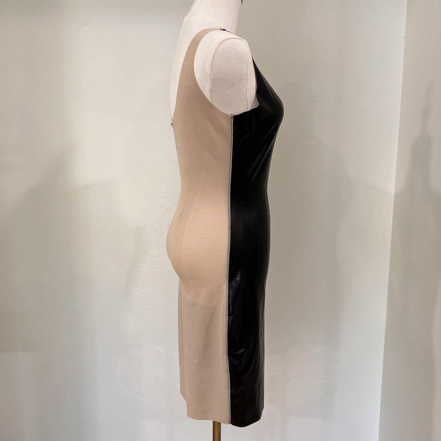 Renee Masoomian Latex Mesh Tank Dress (M) Black Nude Bodycon Fetish Goth