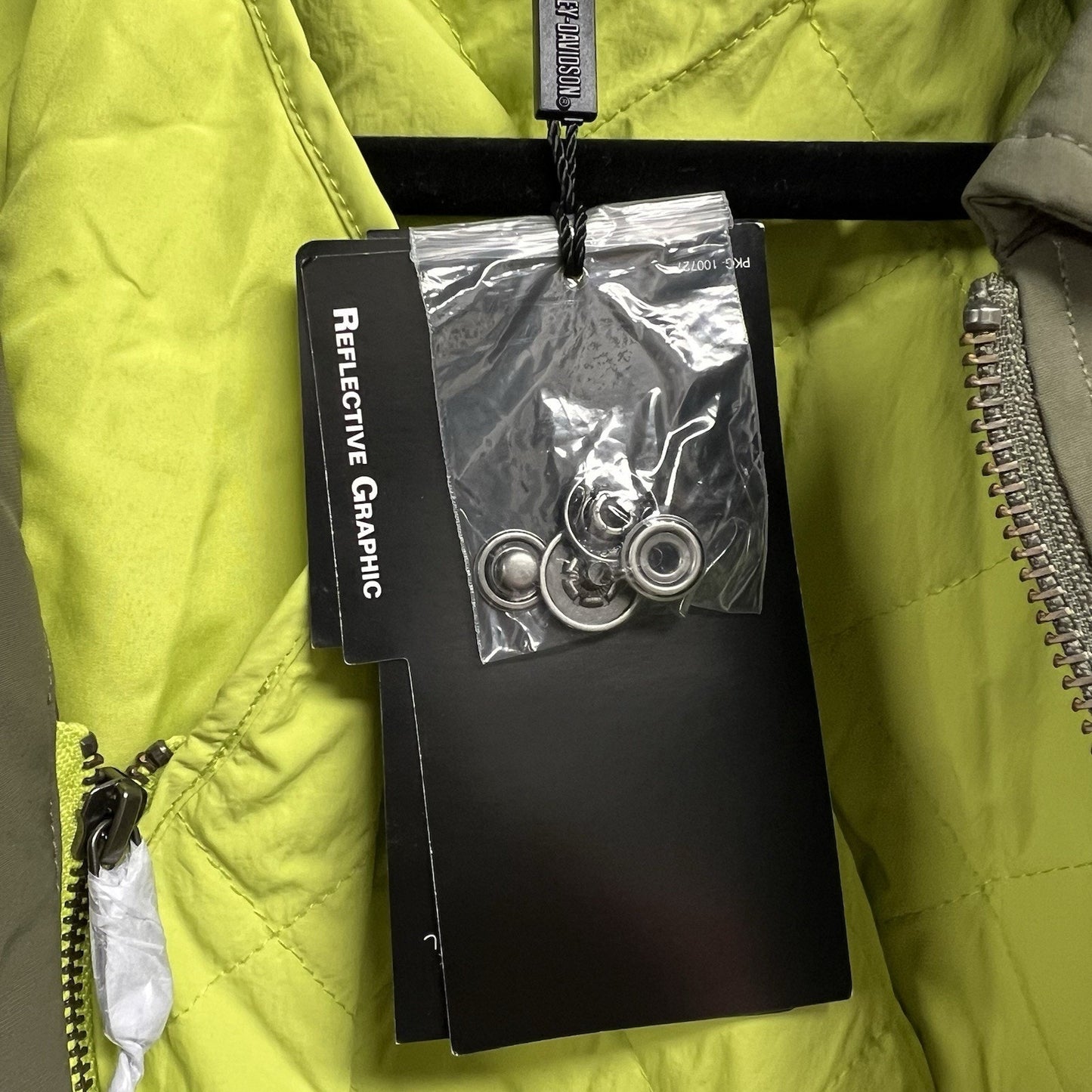 NWT Harley Davidson 2XL Garage Jacket Coat Removable Vest Green Reflective