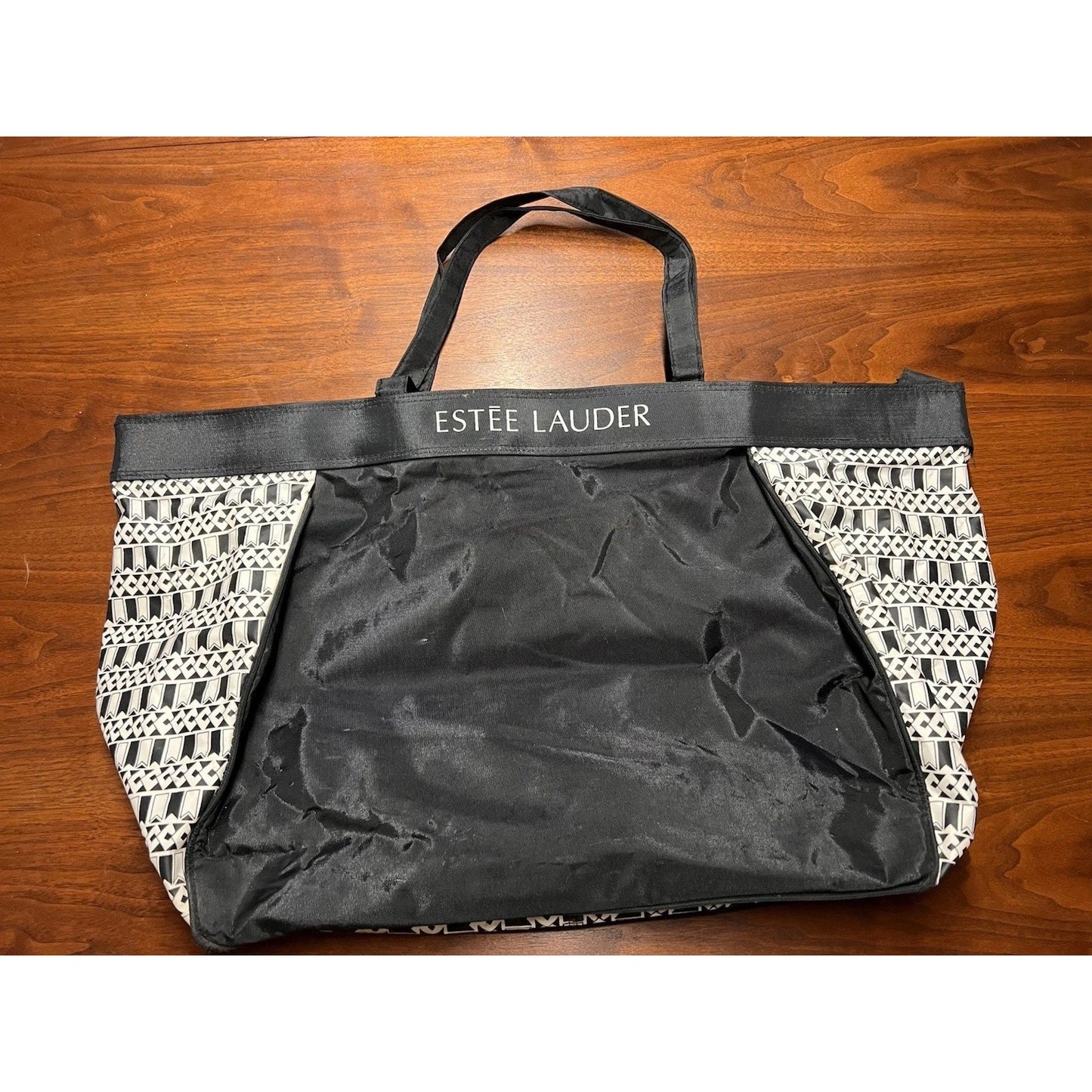 Estee Lauder Black And White Pattern Tote Bag