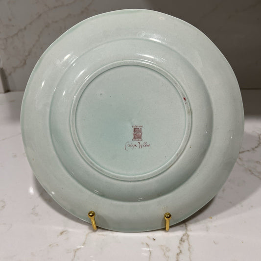 3 x Adams Calyx Ware Singapore Bird 10” Dinner Plates Older Red Backstamp