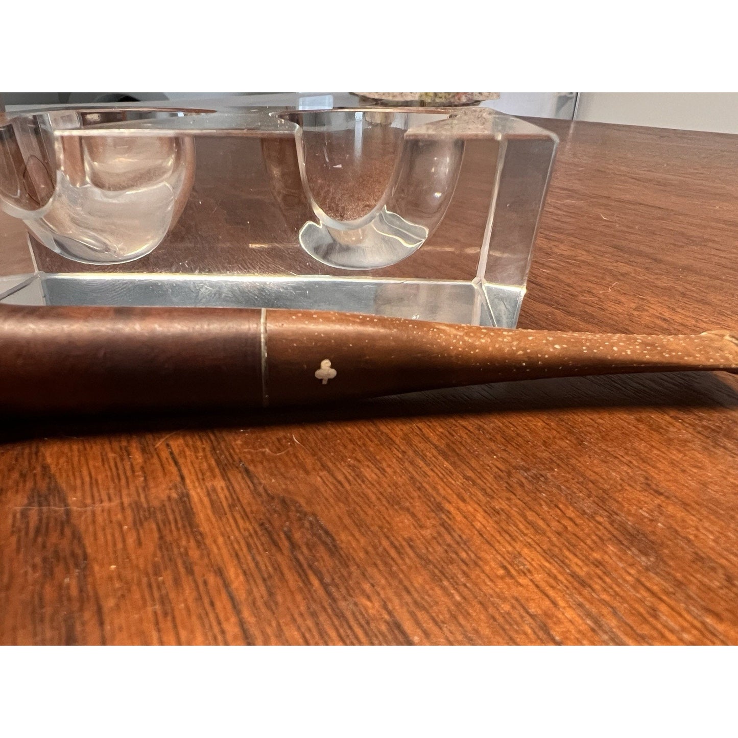 Vintage Dark Walnut Billiard Estate Pipe - Cracked Bowl