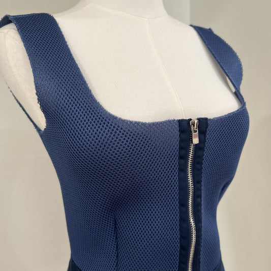Maje Mesh Mini Dress (2) Futuristic Avant Garde Blue Runway Structural Party