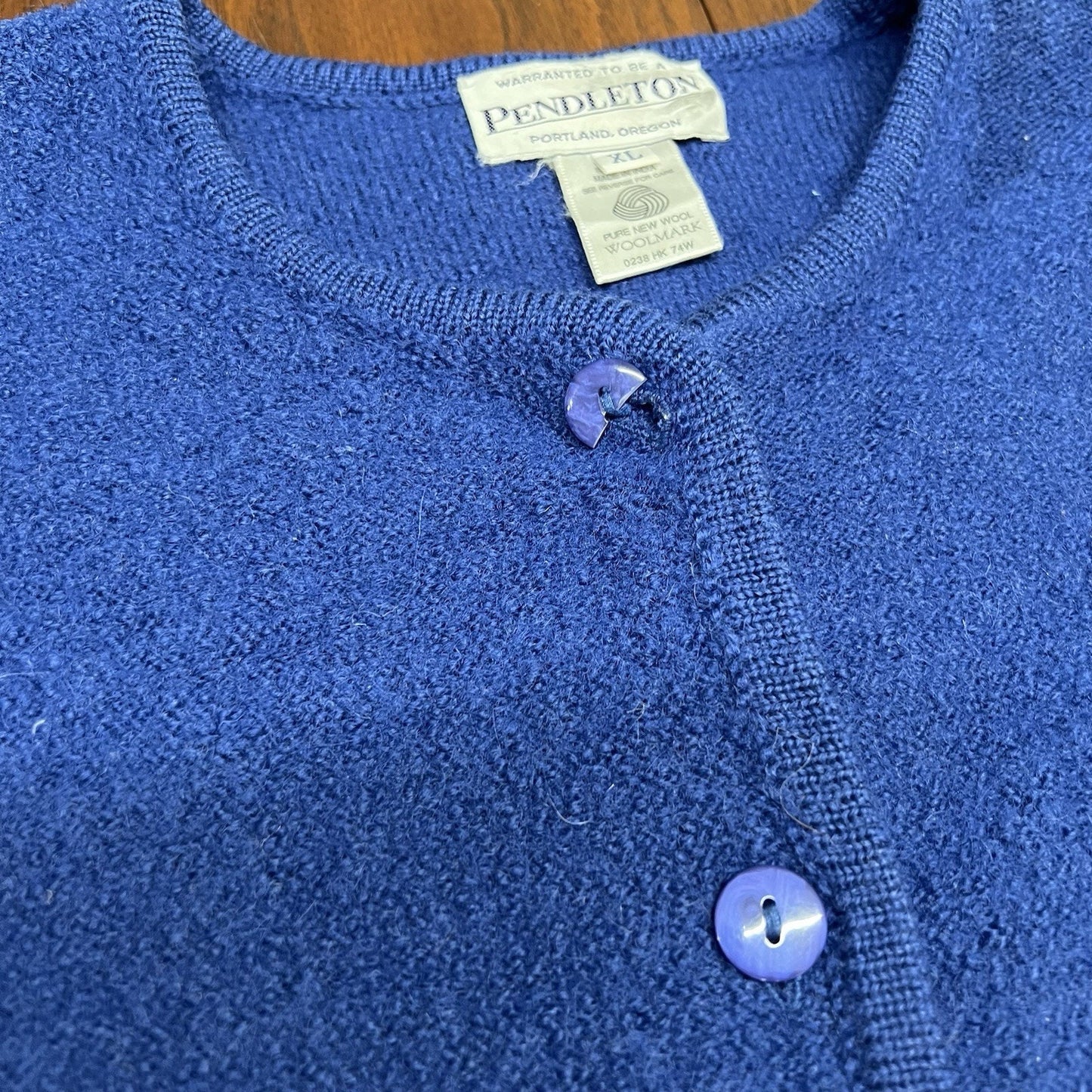 Vintage Pendleton XL Cardigan Women’s Navy Blue *flaws* Wool Button Up