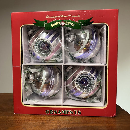 4 x Shiny Brite Radko Pastel Christmas Ornament Starburst Reflector Indent