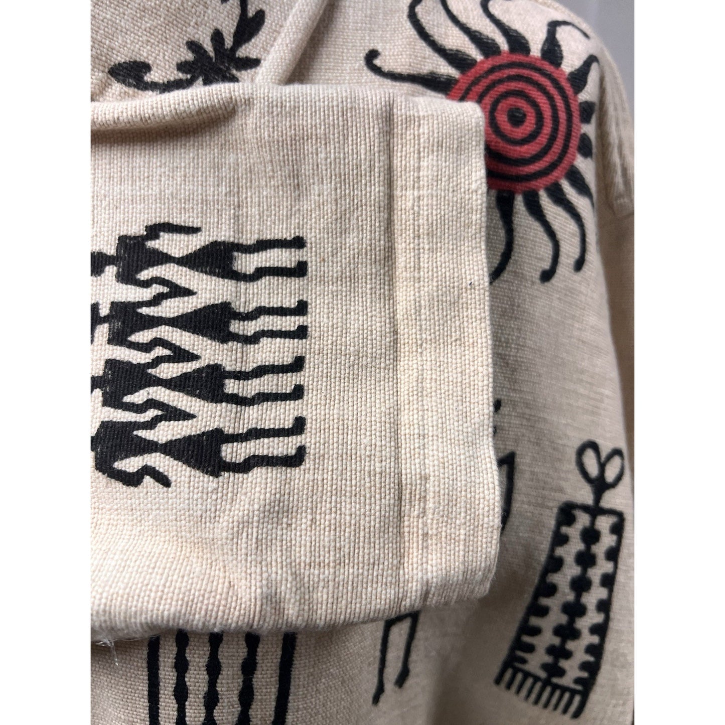 Voth Kimberle’s Palm Desert Woven Cotton Tribal Jacket Art to Wear Petroglyph