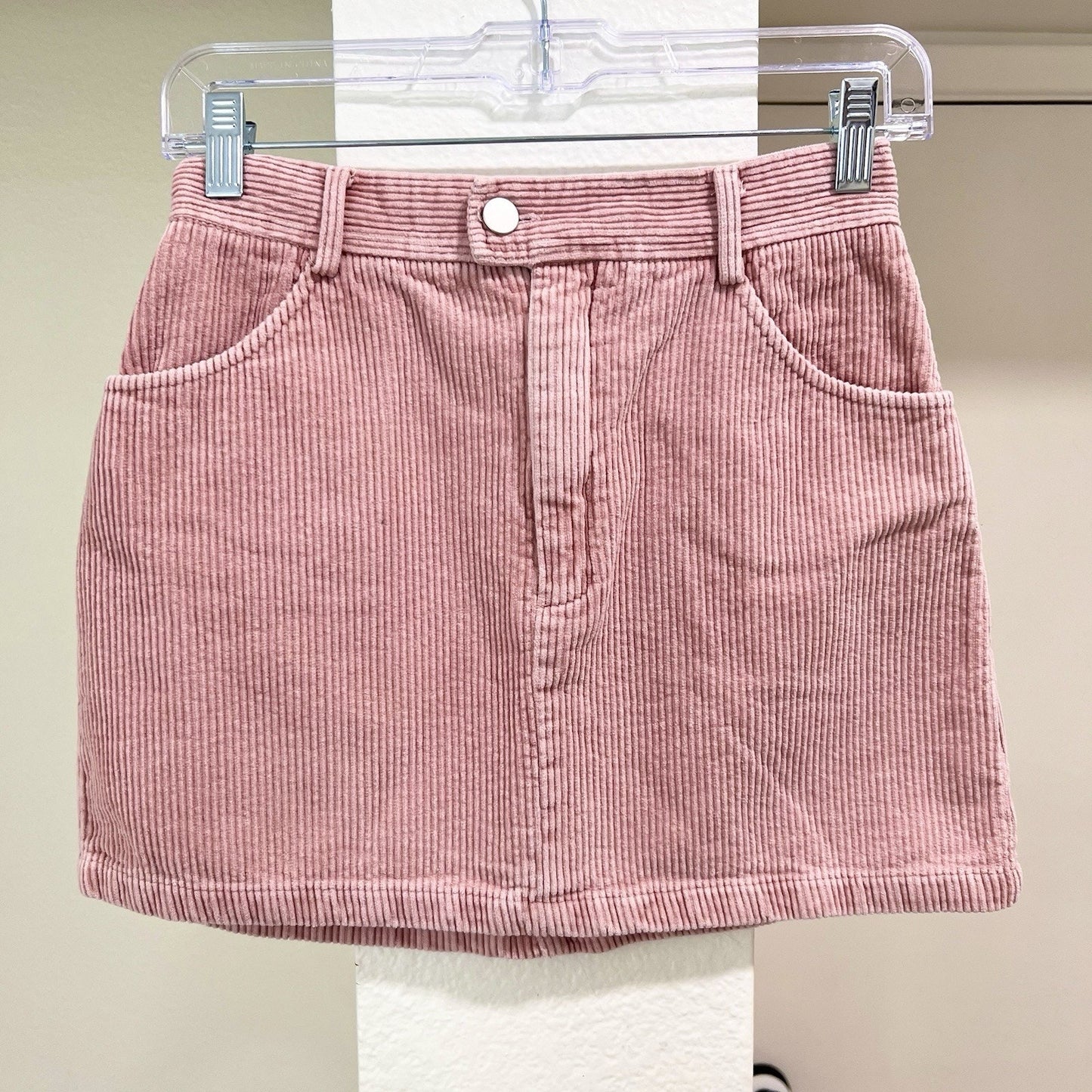 Corduroy Pink Mini Skirt (S) Preppy 90s Y2K Barbie 26” Retro Soft Girl Coquette