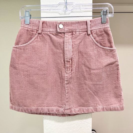 Corduroy Pink Mini Skirt (S) Preppy 90s Y2K Barbie 26” Retro Soft Girl Coquette